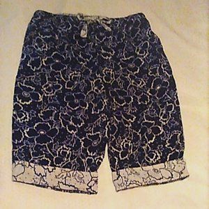 Shorts AR Bermuda XL Cuffs Pockets Drawstring Waist 100% Cotton Comfy Floral